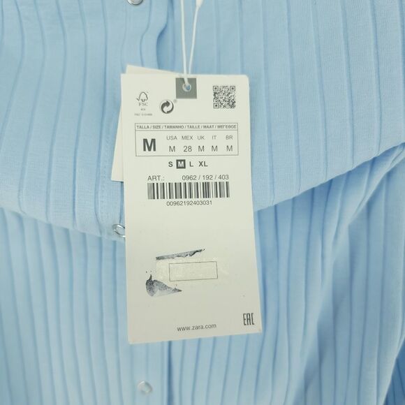 Zara US Medium Rib Knit Dress Button Down Front Baby Blue NWT - Picture 5 of 8